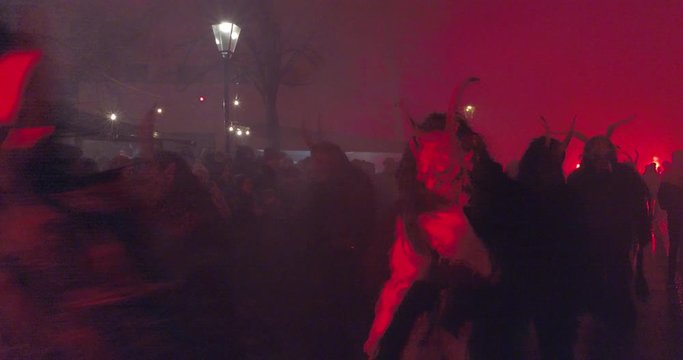 Traditional Krampus run in Salzburg, December 6, 2017