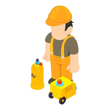 Welding specialist icon. Isometric illustration of welding specialist vector icon for web
