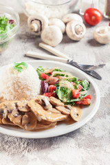 Chicken escalopes with champignion in creamy sauce