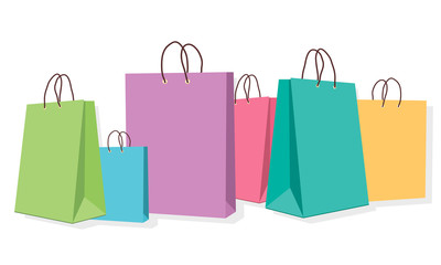 colorful shopping bags isolated on white background