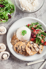 Chicken escalopes with champignion in creamy sauce