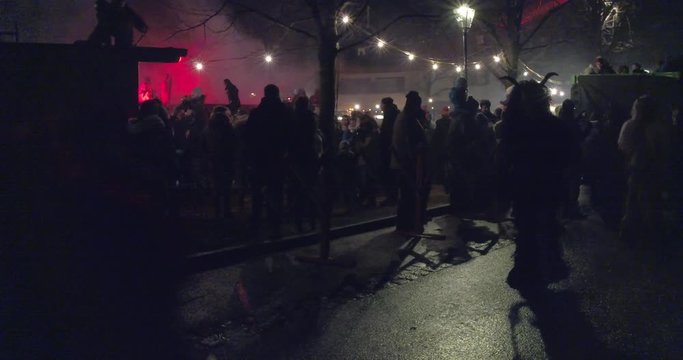 Traditional Krampus run in Salzburg, December 6, 2017