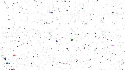 floating microplastic particle, nurdles pollution isolated on white background