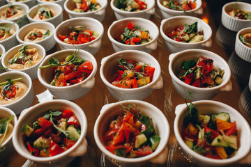 catering food mini canape in restaurant weeding