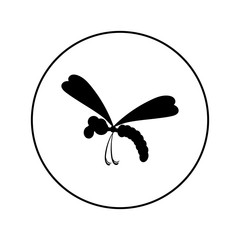 dragonfly - vector logo icon for web. black on white. Minimalistic cartoon style.