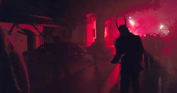 Traditional Krampus run in Salzburg, December 6, 2017