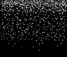 White dots falling from sky on black background
