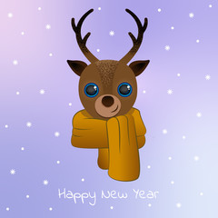 Christmas deer. happy New Year. Postcard, minimalism and simplicity
