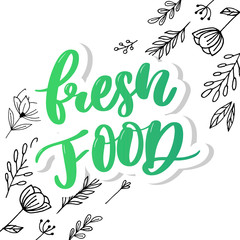 Fresh food lettering calligraphy Rubber Stamp green