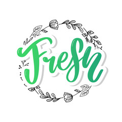 vector collection of bright stickers, emblems logo and labels for lemon and orange fresh citrus juice with lettering composition