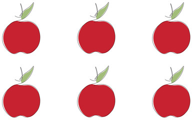 Fruit pattern with apple, vector illustration