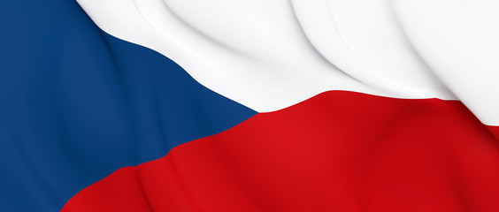 National Fabric Wave Closeup Flag of Czech Republic Waving in the Wind. 3d rendering illustration.