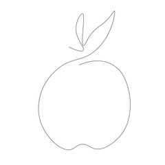 Apple icon one line drawing, vector illustration	