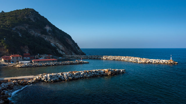 The Holy Mountain Athos in Greek (Hagion Oros) has been listed as a World Heritage Site. Arsanas of Greek monastery of Esphigmenou (Esfigmen).