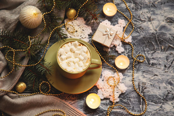 christmas stuff and a cup of coffee