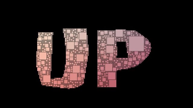 Bid Up Pixelated Text Transforming Looping Squares With Glitch Effect