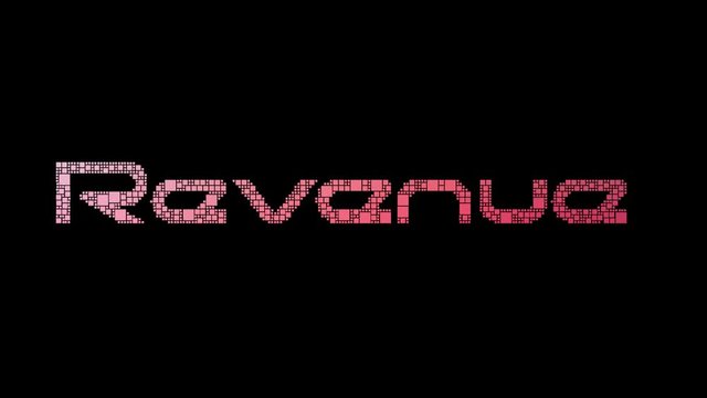 Gross Revenue Pixelated Text Morphing Looping Squares With Glitch Effect