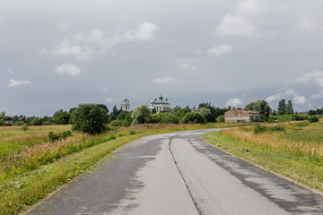 Rural road in Russia. Novgorod district