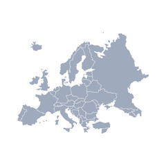 world map europe outline in vector - obrazy, fototapety, plakaty