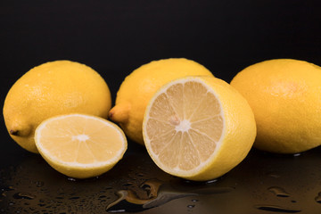Fresh yellow lemon with slice