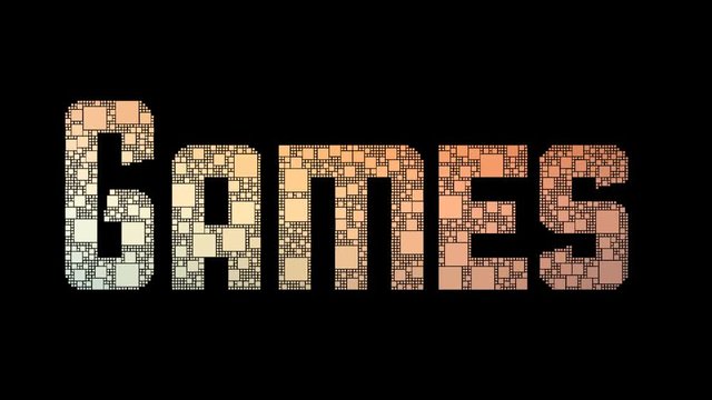 Video Games Pixelated Text Merging Looping Squares With Glitch Effect