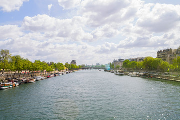 Fototapeta na wymiar Seine river in early spring. France Paris.
