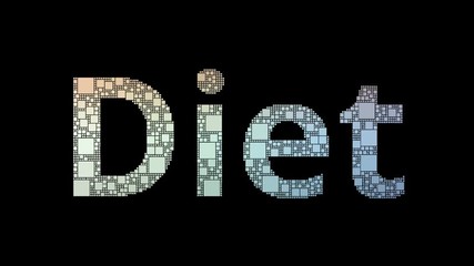 Keto Diet Pixelated Text Merging Looping Boxes With Glitch Effect