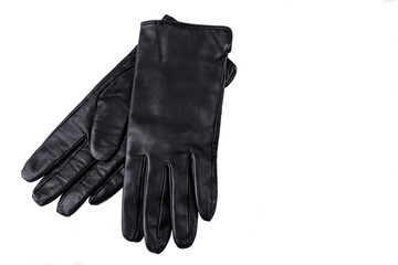 Leather gloves on the white background