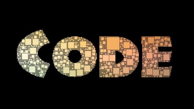 Highway Code Pixelated Text Transforming Looping Squares With Glitch Effect