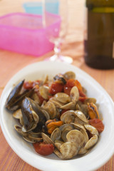 seafood dish on a serving dish