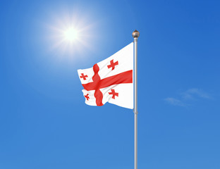 Georgia flag blowing in the wind. Background texture. 3d rendering, wave. - Illustration. Isolated on white.