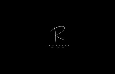 Abstract Initial R Letter Simply Brush Stroke Signature Logotype