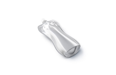 Blank silver soft bottle with cap mock up lying,