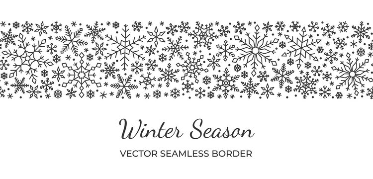 Snowflake seamless border pattern christmas vector