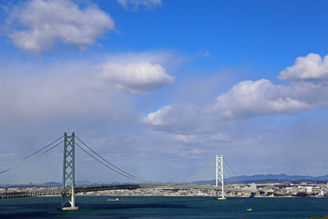 冬の明石海峡大橋