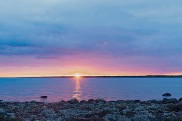Sunset in the nature reserve N&auml;sbokrok, west coast Sweden