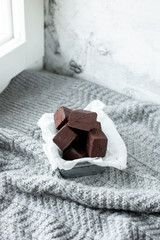 Homemade raw milk free, sugar free vegan chocolate brownies or fudge