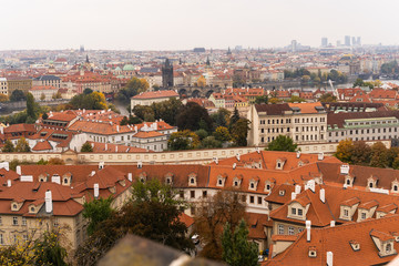 Fototapeta na wymiar Red roofs of houses in the Czech Republic in Prague