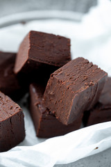 Homemade raw milk free, sugar free vegan chocolate brownies or fudge