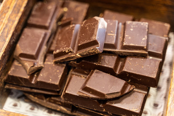 chocolate bars in a pastry shop