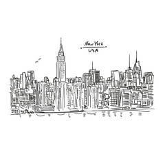 New York black&white. Hand drawn