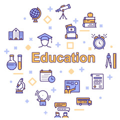 School color vector linear icons