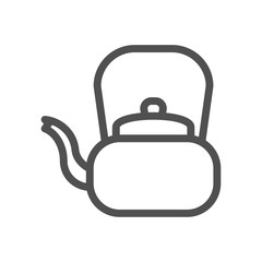 Retro teapot. Tea ceremony linear icon. Aluminum kettle. Linear style icon. flat design element. Editable stroke. 48x48 Pixel Perfect.