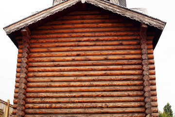 Wall of a wooden house, log house