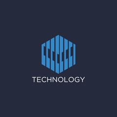 Abstract technology letter V logo design template