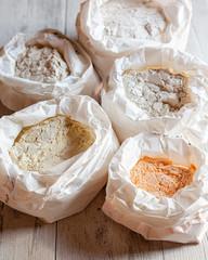 Set of different organic flour