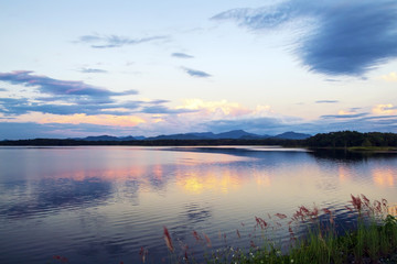 sunset over the lake