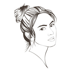 Girl's face and hairstyle character that created under the design concepts related to fashion and beauty