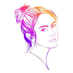 Girl's face and hairstyle character that created under the design concepts related to fashion and beauty
