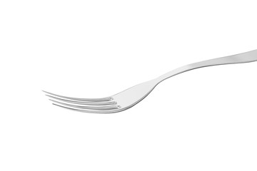 Steel fork on a white background, kitchen utensils, 3D illustration.
